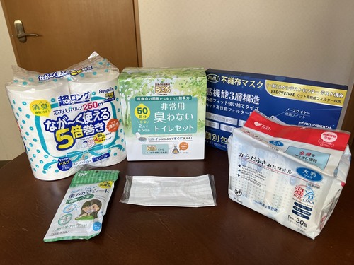 トイレセットやマスクなど防災用の消耗品セット