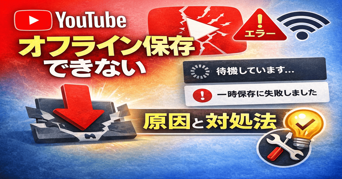 アイキャッチ（YouTubeオフライン保存（ダウンロード）できない原因）