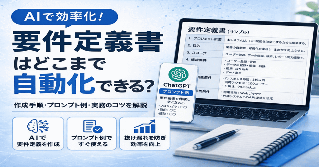AI（ChatGPT）で要件定義書を作る方法とプロンプトの解説イメージ