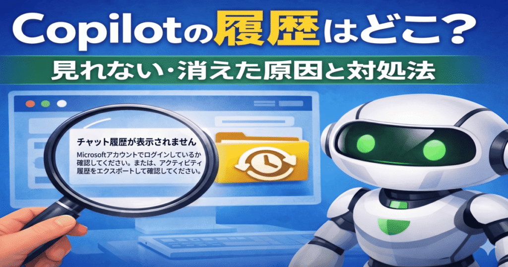 Copilotの履歴はどこ？見れない・消えた原因と対処法｜チャット履歴の確認方法