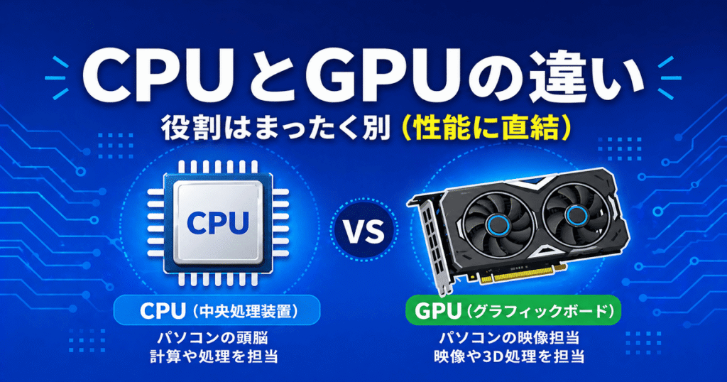 CPUとGPUの違いとは？パソコンの役割と性能の違いを解説