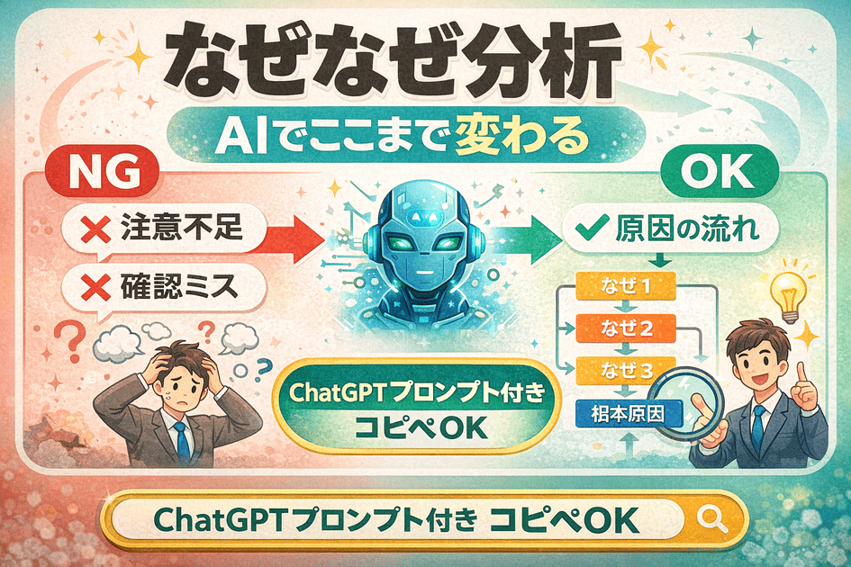 なぜなぜ分析をAIで改善した例（ChatGPTプロンプトでNGからOKに変わる原因分析の比較）