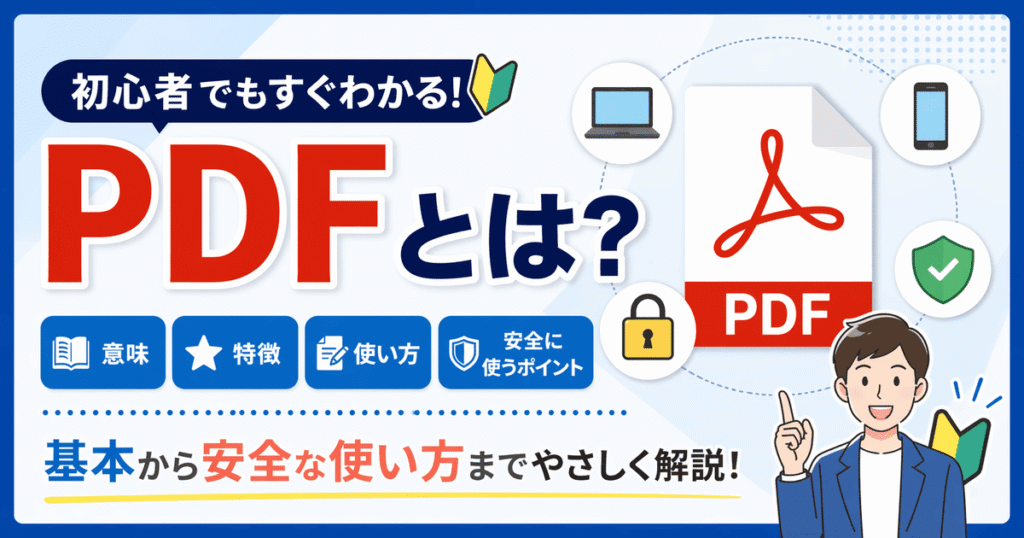 PDFとは何かを初心者向けに解説したアイキャッチ画像（意味・特徴・使い方・安全性）