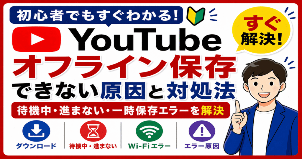 YouTubeオフライン保存（ダウンロード）できない原因と対処法（待機中・進まない・エラーの解決方法）