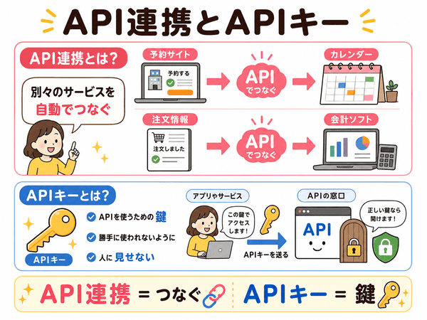 API連携とAPIキーの違いをまとめた図