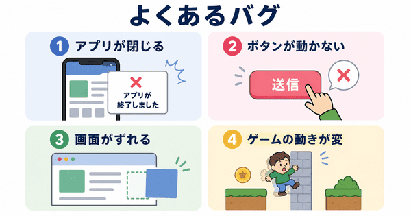 アプリが閉じるボタンが動かない画面がずれるなどバグの身近な例
