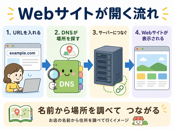 DNSの仕組みでWebサイトが表示されるまでの流れ