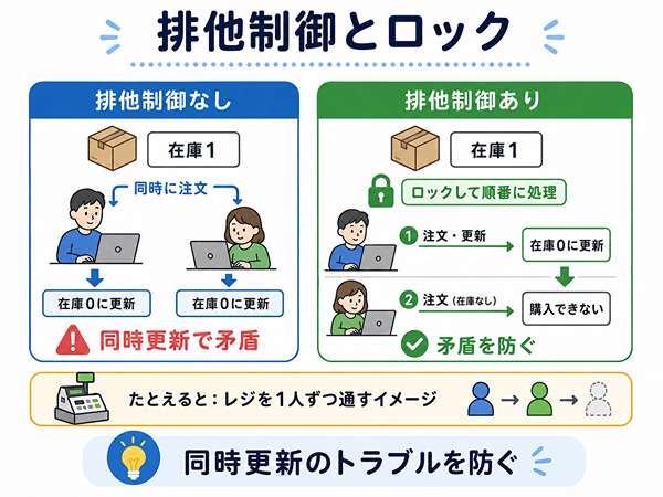 排他制御とロックの必要性を示した図