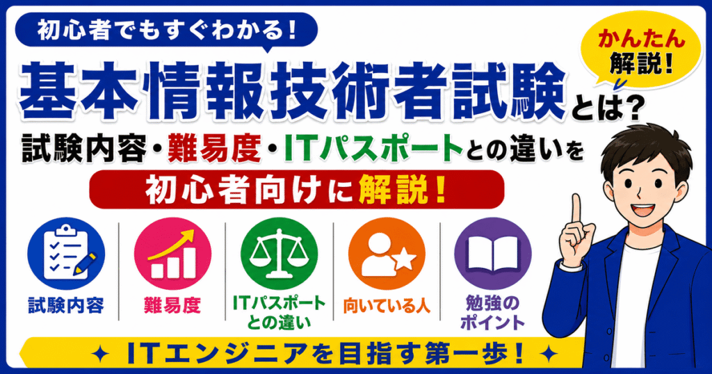 基本情報技術者試験の内容や科目Aと科目Bの違いを初心者向けに説明した図解