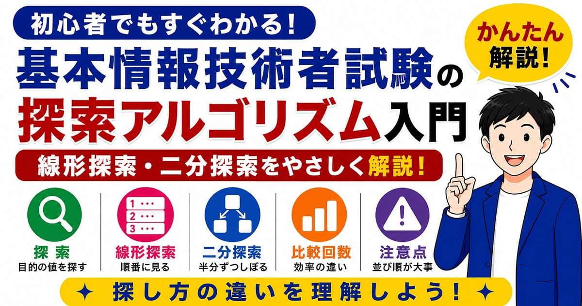 基本情報技術者試験の探索アルゴリズム入門を初心者向けに解説