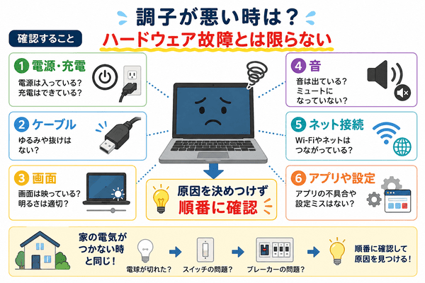 ハードウェアが故障かどうかチェックする図解