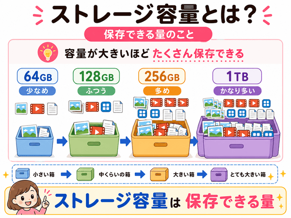 ストレージ容量は保存できる量を表す
