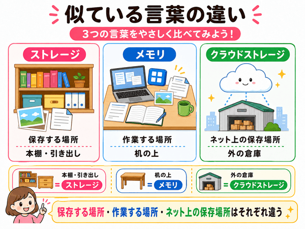 ストレージとメモリとクラウドストレージの違い