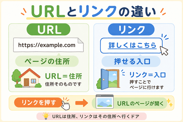 URLとリンクの違いを初心者向けに比較した図解