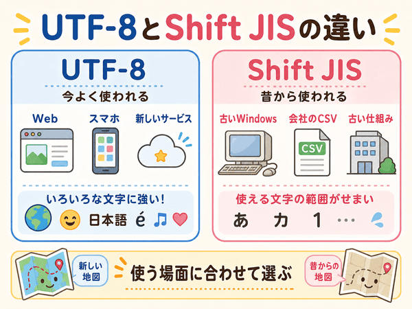 UTF-8とShift JISの違いを初心者向けに比較した図解