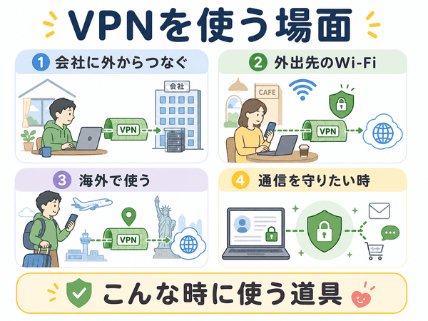 VPNを使う場面を初心者向けにまとめた図解