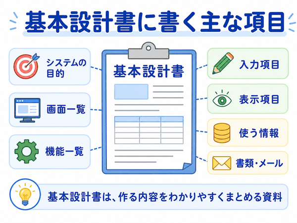 基本設計書に書く主な項目の例