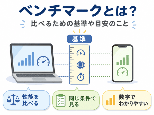 ベンチマークとは比べるための基準や目安であることを示す図