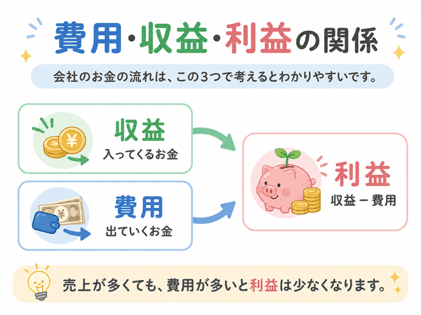 費用と収益と利益の関係をわかりやすく示した図