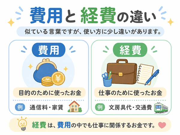費用と経費の違いを初心者向けに比較した図