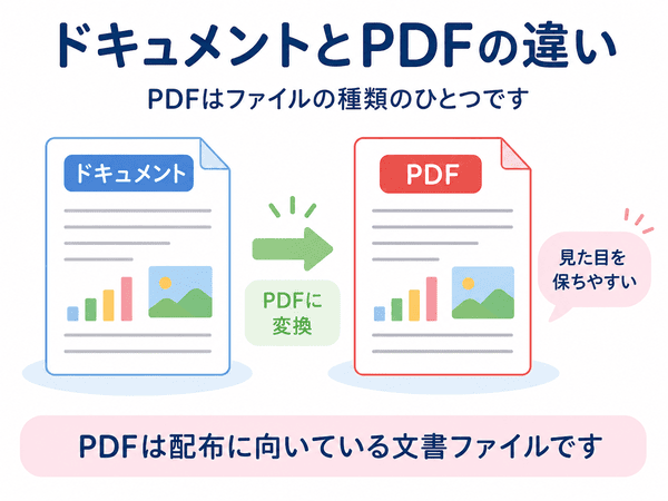 ドキュメントとPDFの違いを示す図