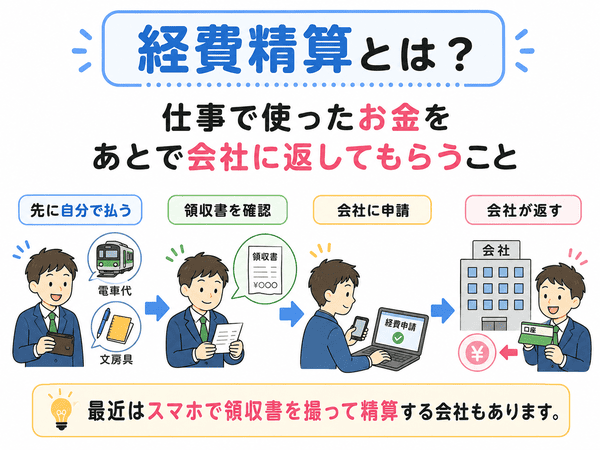 仕事で使ったお金をあとで会社に返してもらう経費精算の流れ