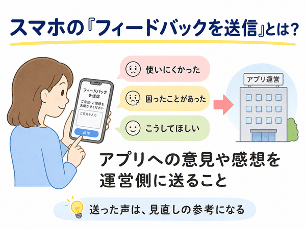 スマホでフィードバックを送信する意味を説明する図
