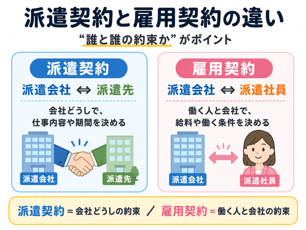 派遣契約と雇用契約の違い