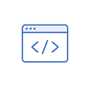 開発カテゴリを表す、コード記号入りブラウザのアイコン
