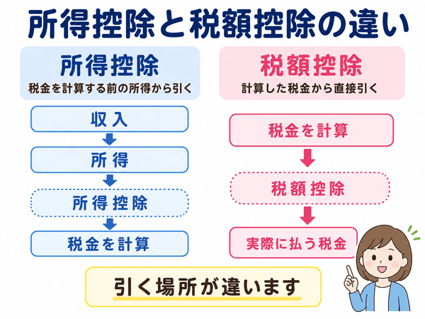 所得控除と税額控除の違いを比較した図