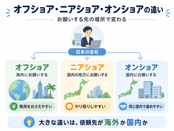 オフショア開発とニアショア開発とオンショア開発の違い