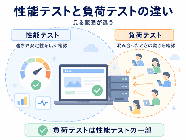 性能テストと負荷テストの違いは見る範囲が違うこと