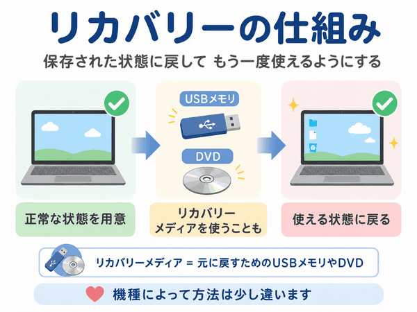 パソコンを正常な状態に戻すリカバリーの仕組み