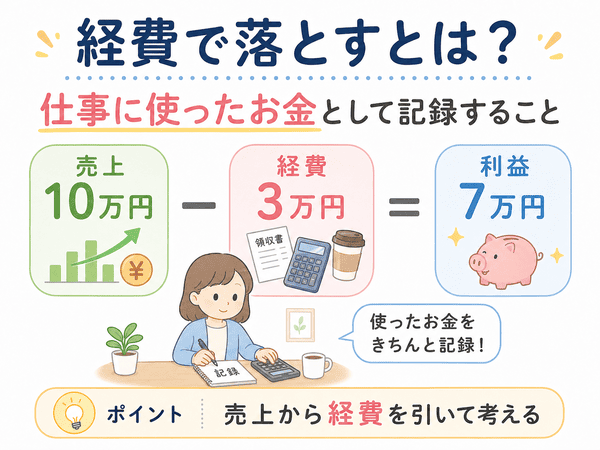 経費で落とすとは売上から経費を引いて利益を考えることを示した図