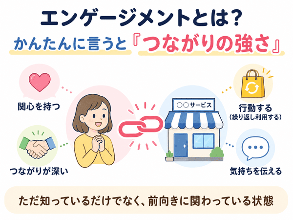 エンゲージメントとは、相手とのつながりの強さを表す言葉であることを示す図