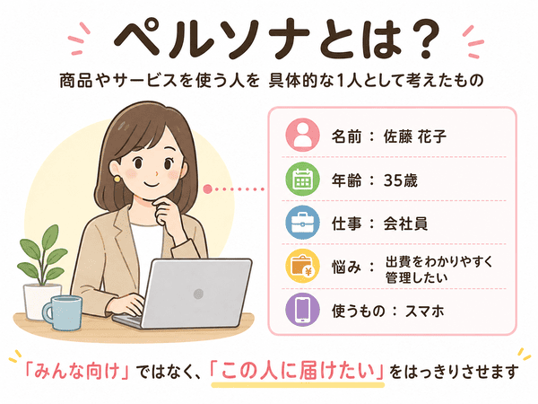 ペルソナとは商品やサービスを使う人を具体的な1人として考えたもの