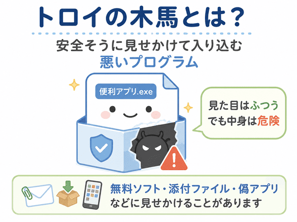 トロイの木馬とは安全そうに見せかけて入り込む悪いプログラム