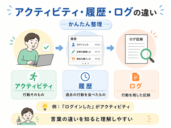 アクティビティ・履歴・ログの違いを整理した初心者向け図解
