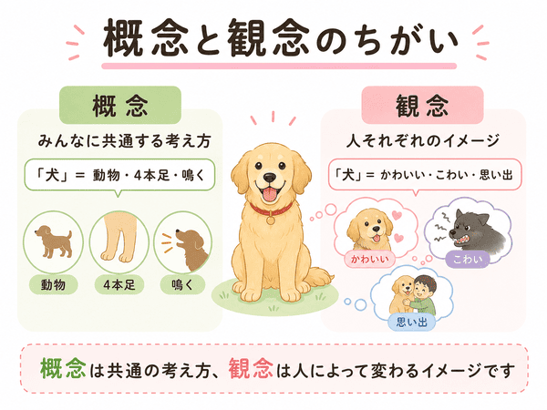 概念と観念の違いを犬の例で比較して解説