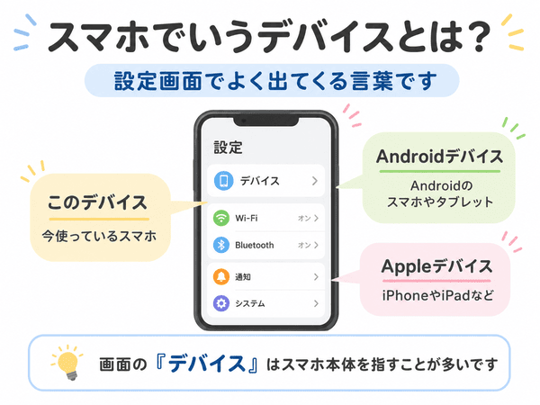 スマホで表示されるデバイスの意味を解説
