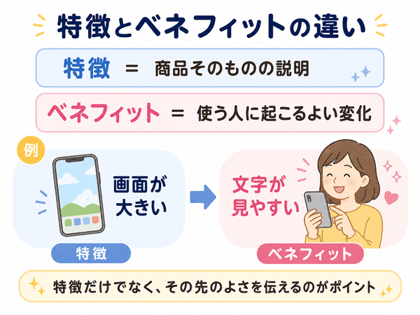 特徴とベネフィットの違いをスマホの例で解説