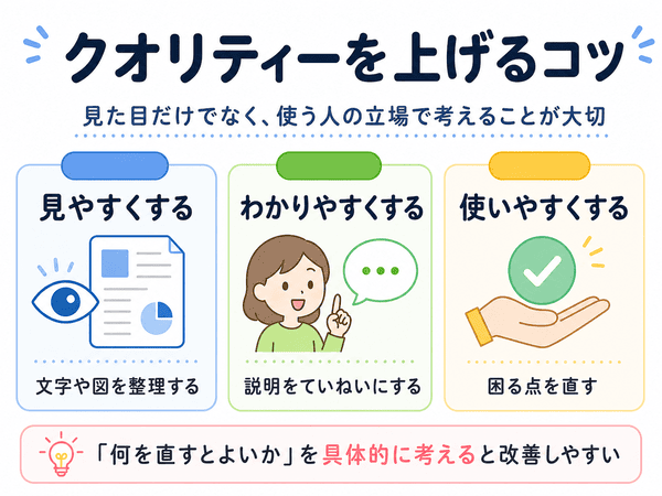 クオリティーを上げるために見やすさ・わかりやすさ・使いやすさを改善する図解