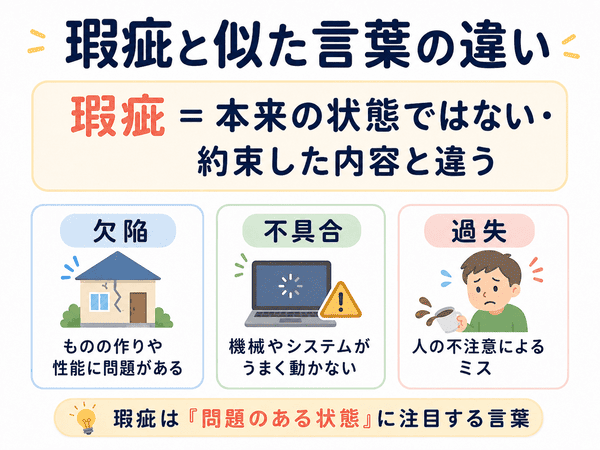 瑕疵と欠陥・不具合・過失の違いを初心者向けに解説