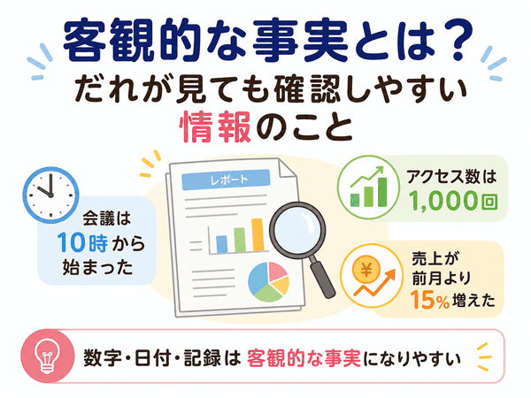 客観的な事実とは誰が見ても確認しやすい情報のこと