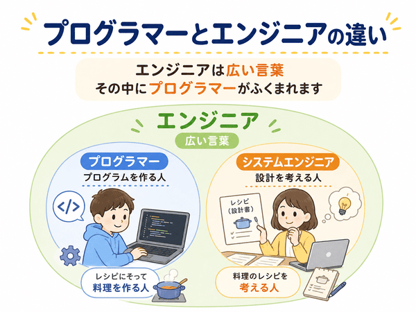 プログラマーとエンジニアの違いを初心者向けに図解