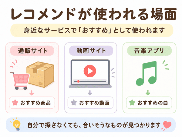 レコメンドが通販サイトや動画サイトで使われる場面