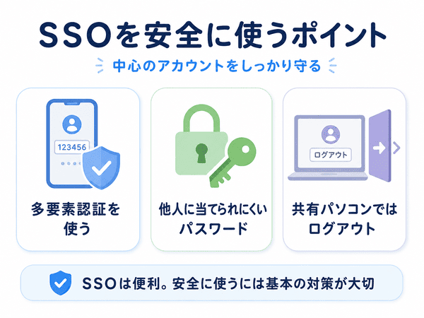 SSOを安全に使うための多要素認証やパスワード管理、ログアウトのポイント
