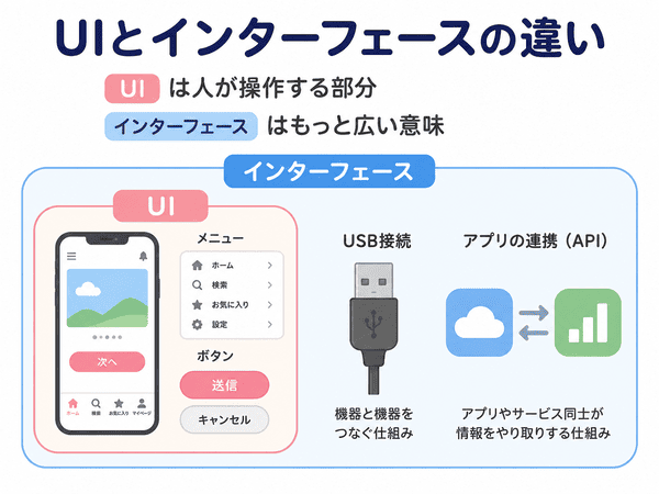 UIはインターフェースの一部であることを説明した図解