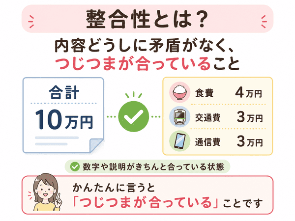 整合性とは内容どうしに矛盾がなくつじつまが合っていること