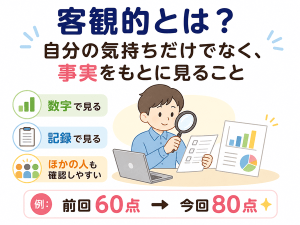 客観的とは自分の気持ちだけでなく事実をもとに見ること